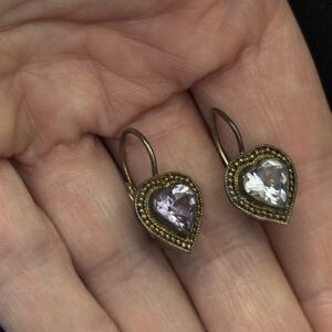 Stunning 925 Sterling and Amethyst Heart Earrings